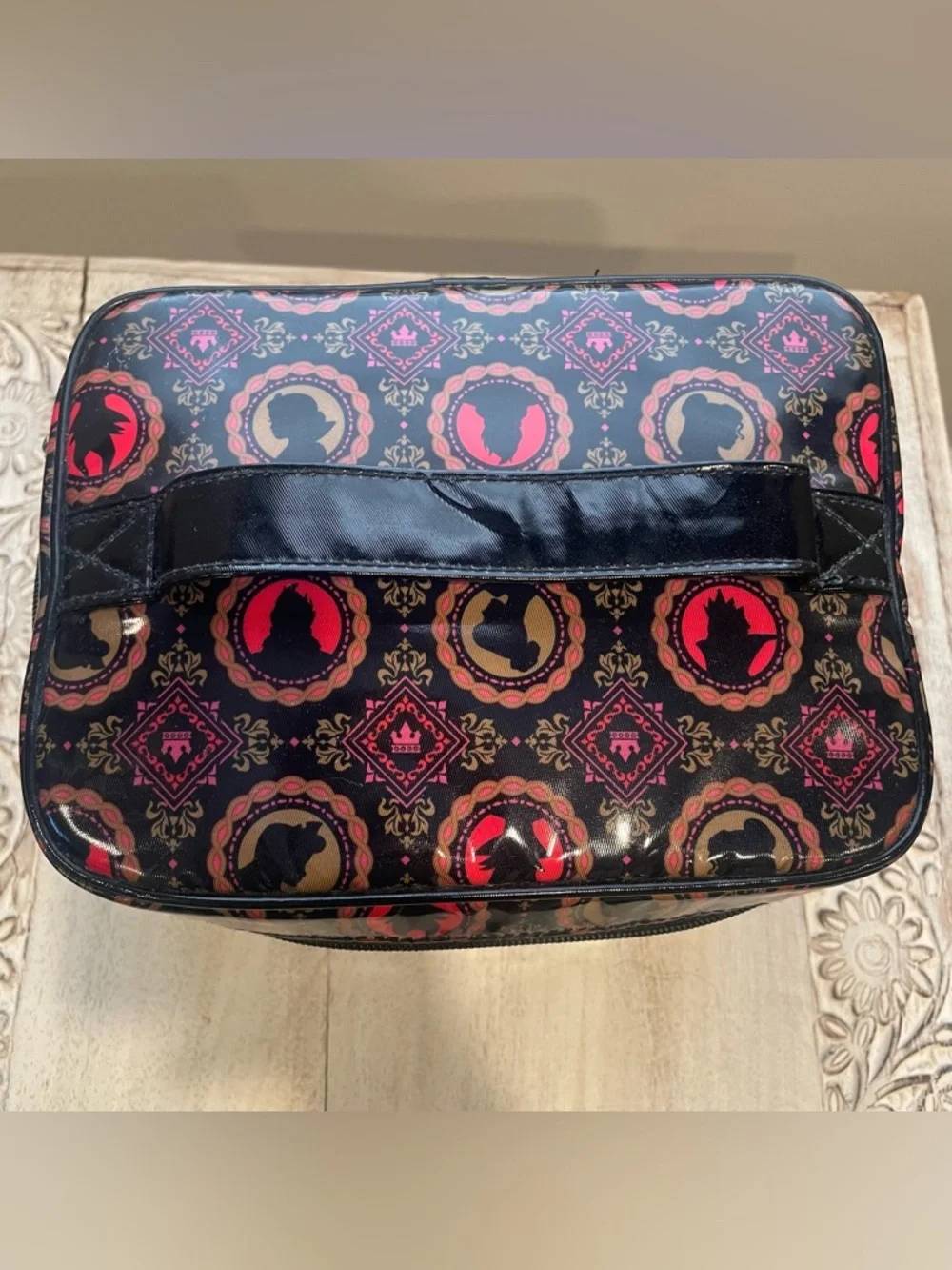 Disney Beautifully Disney black vinyl villains and princesses cosmetics case